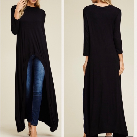 black high low tunic tops